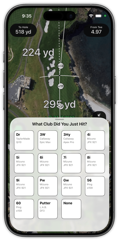 Shot Pattern Pebble Beach - Club Selection Screen